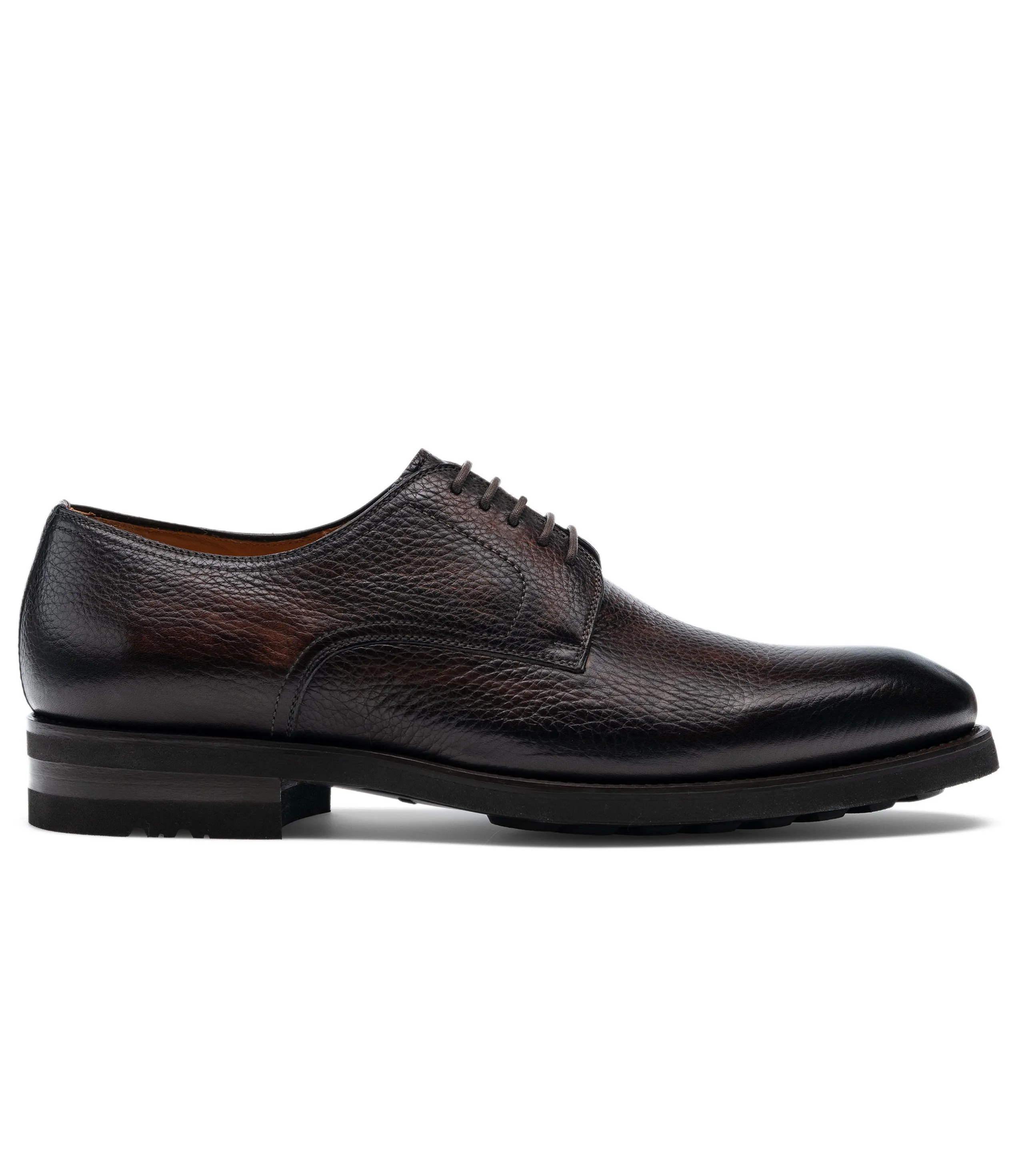 Brown Leather Scripton Chunky Derby Shoes