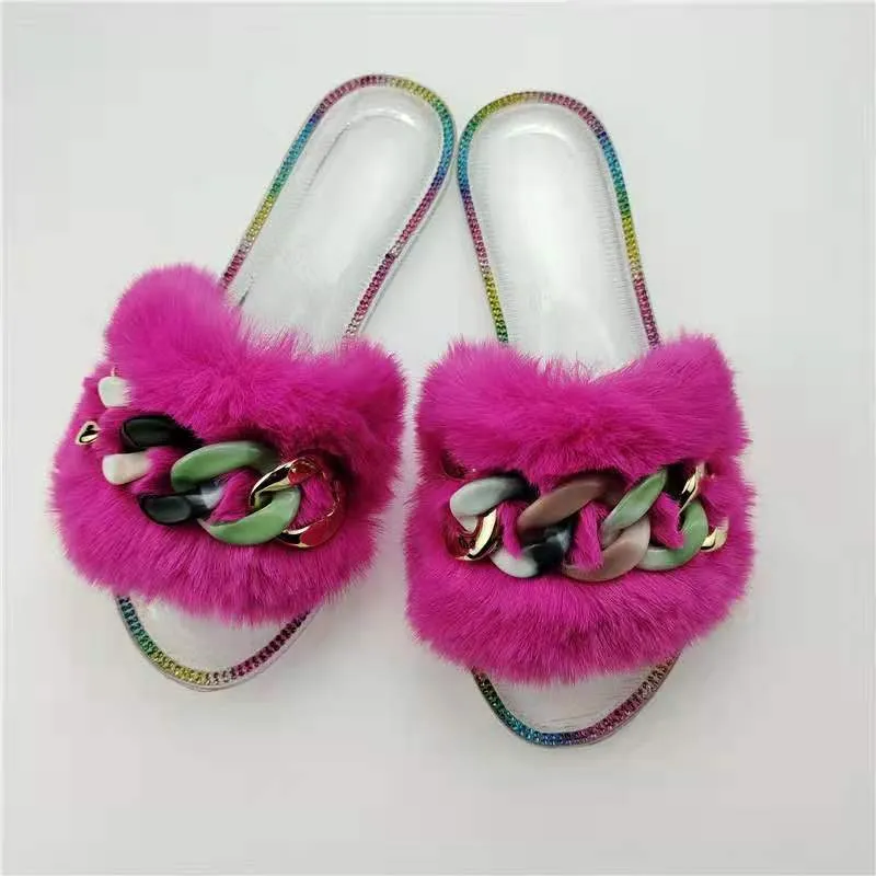 Jelly fluffy  chain slippers（HPSD024）