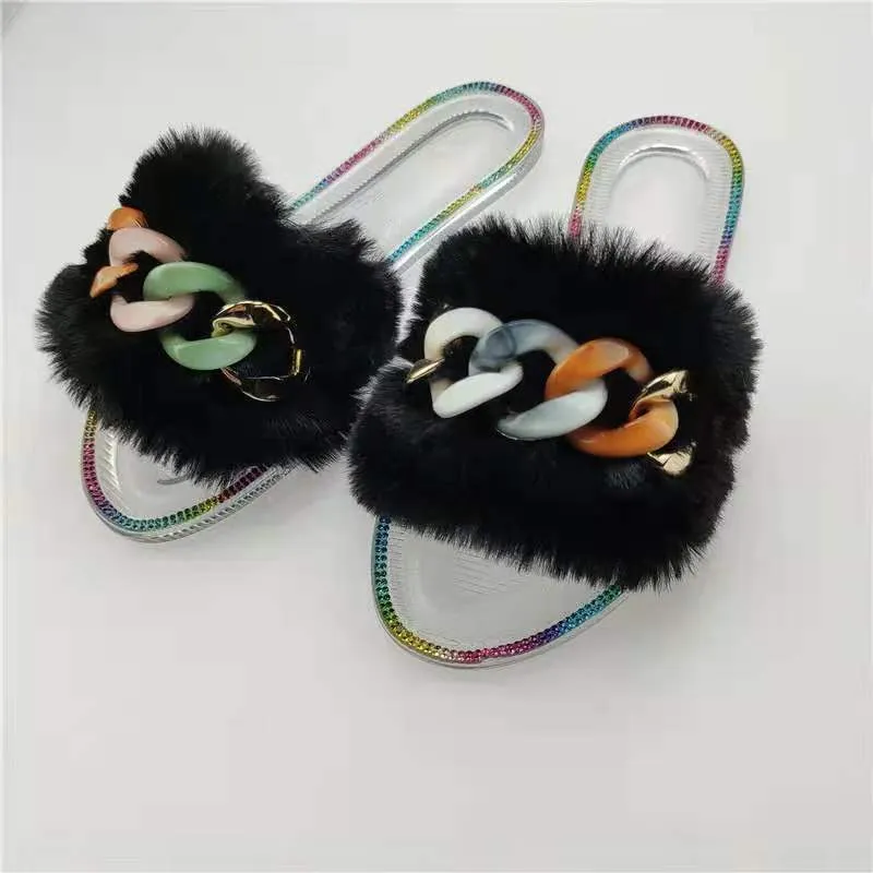 Jelly fluffy  chain slippers（HPSD024）