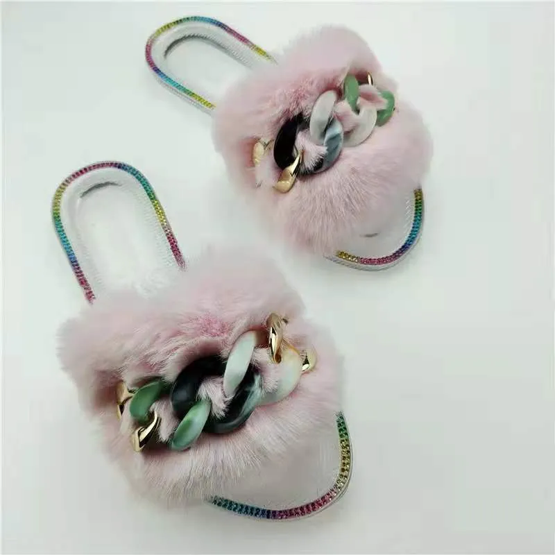 Jelly fluffy  chain slippers（HPSD024）