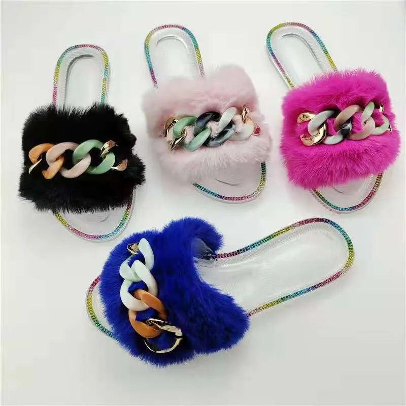 Jelly fluffy  chain slippers（HPSD024）