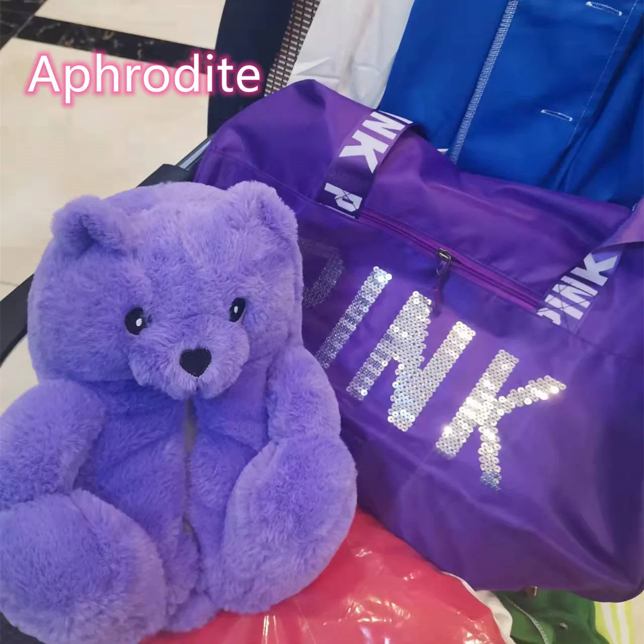 Sequin bag   teddy bear slippers sets