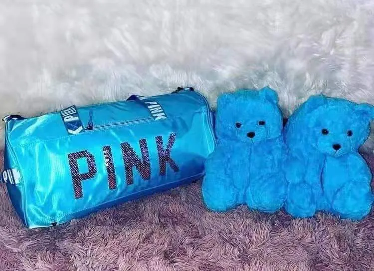 Sequin bag   teddy bear slippers sets